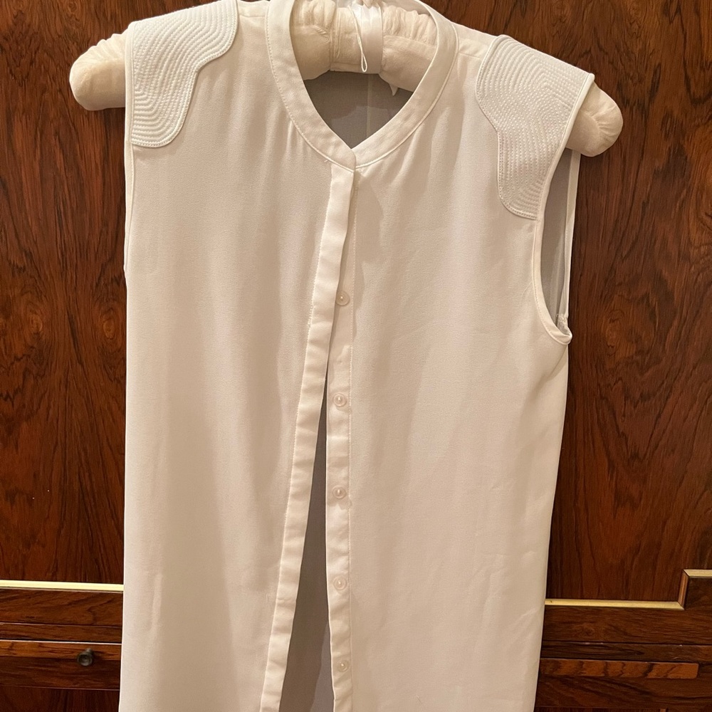 Naked Zebra Blouse - Sheer with button front and detailed trapunto shoulder.